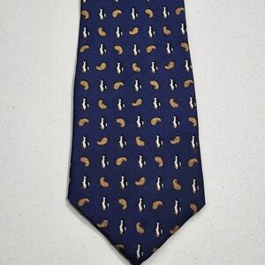 Penguin Neck Tie 100% Silk Blue Novelty Animal Print Preppy Bijoux Terner